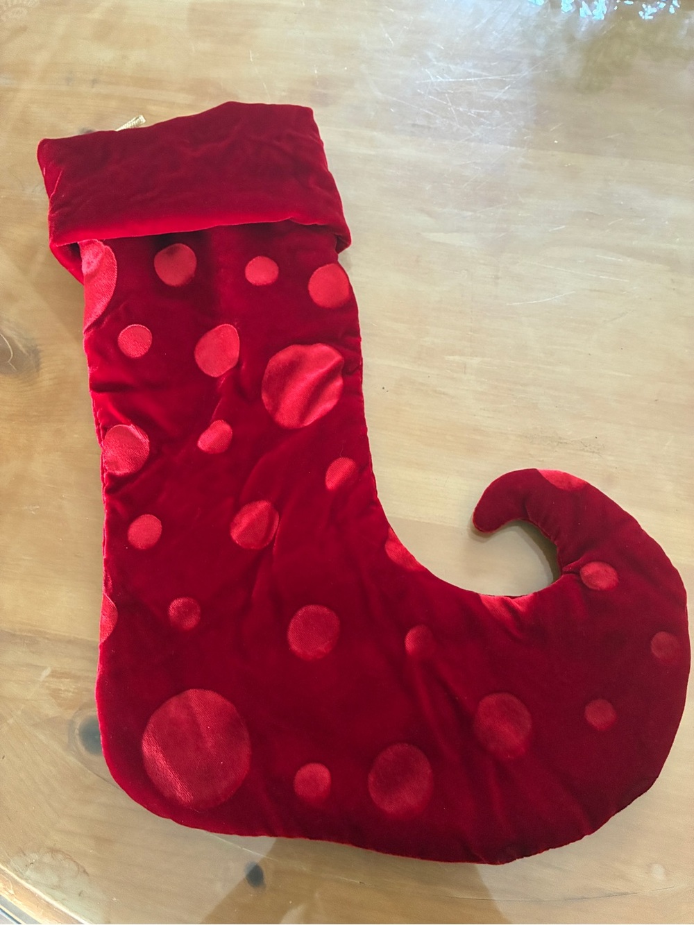 Notdstrom At Home Christmas stocking elf toe tonal polka dots velvet